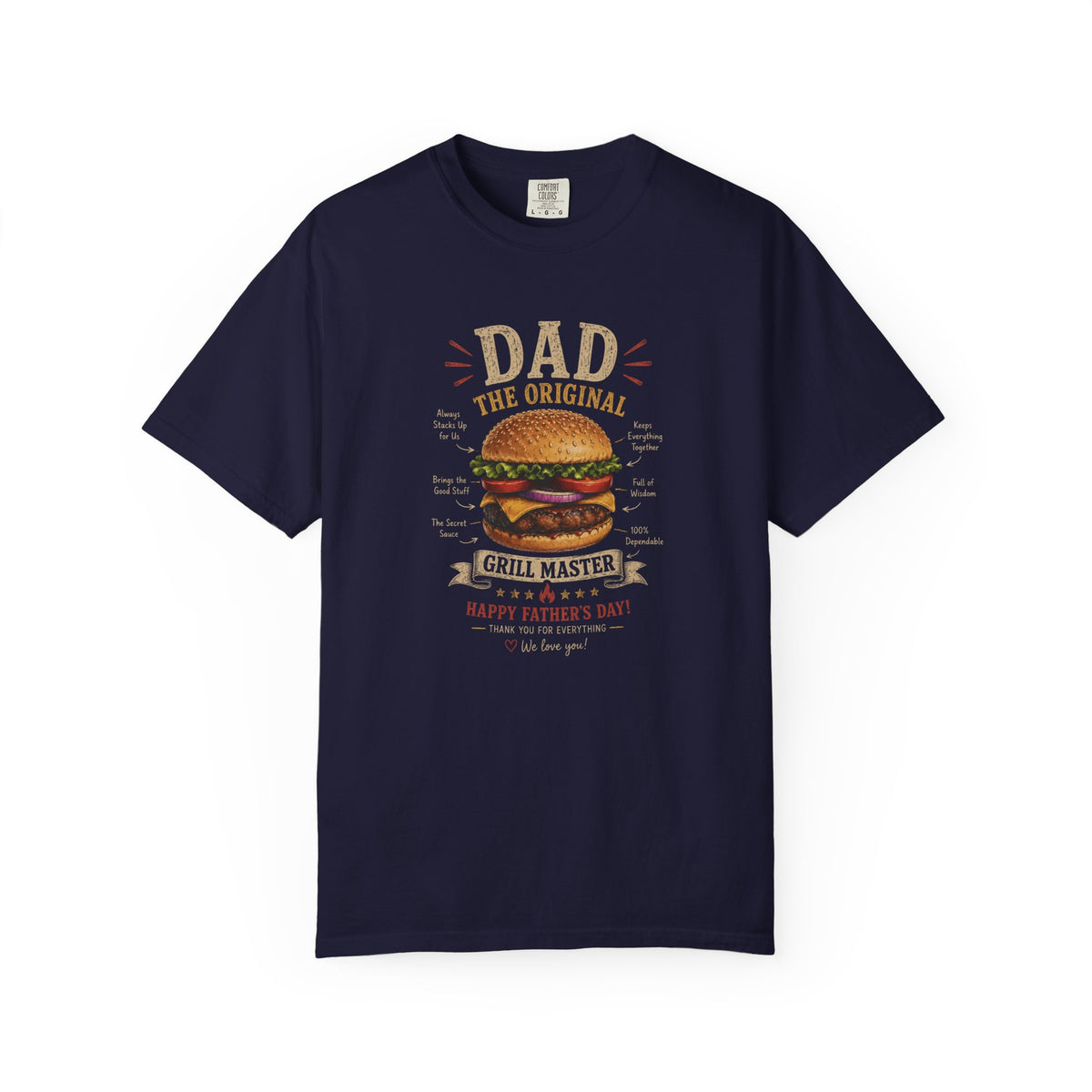 Dad The Original Grill Master T-Shirt — Happy Father’s Day Burger Tee, burger lover gift, Father's Day Grill Master Shirt, Dad Burger BBQ T-Shirt, Funny Father Gift, BBQ Lover Tee, Dad The Original...