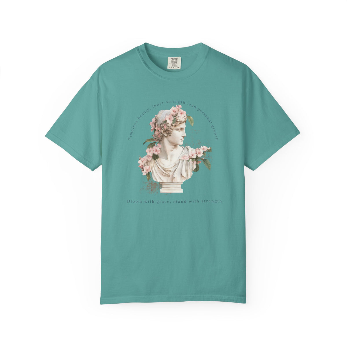 Vintage Floral Statue T-Shirt | Bloom with Grace Inspirational Tee | Feminine Cottagecore Graphic Shirt, Soft Aesthetic Women's T-Shirt
