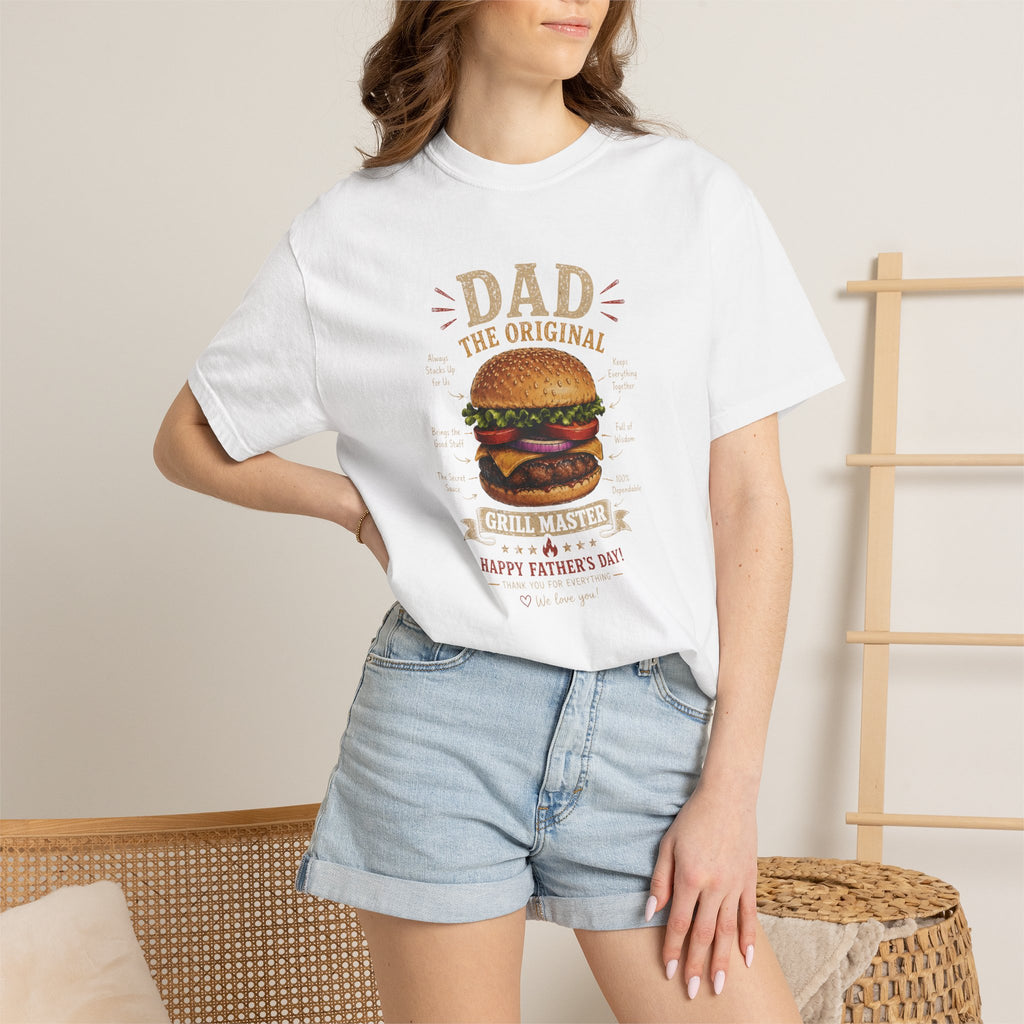 Dad The Original Grill Master T-Shirt — Happy Father’s Day Burger Tee, burger lover gift, Father's Day Grill Master Shirt, Dad Burger BBQ T-Shirt, Funny Father Gift, BBQ Lover Tee, Dad The Original...