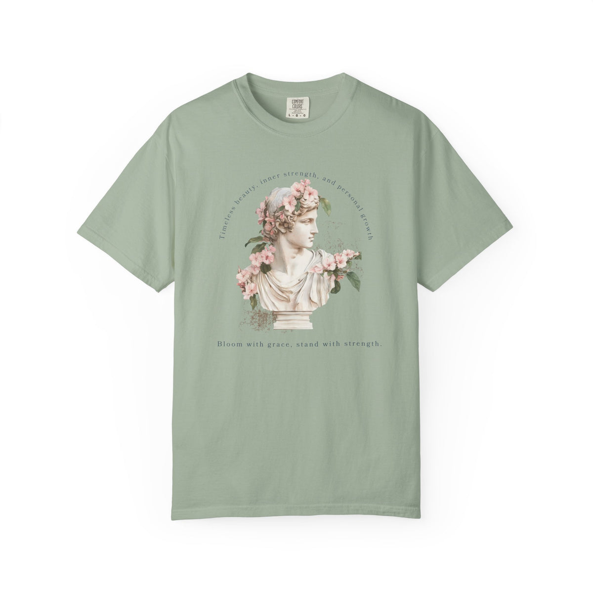 Vintage Floral Statue T-Shirt | Bloom with Grace Inspirational Tee | Feminine Cottagecore Graphic Shirt, Soft Aesthetic Women's T-Shirt
