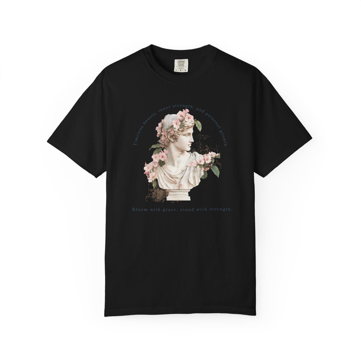Vintage Floral Statue T-Shirt | Bloom with Grace Inspirational Tee | Feminine Cottagecore Graphic Shirt, Soft Aesthetic Women's T-Shirt