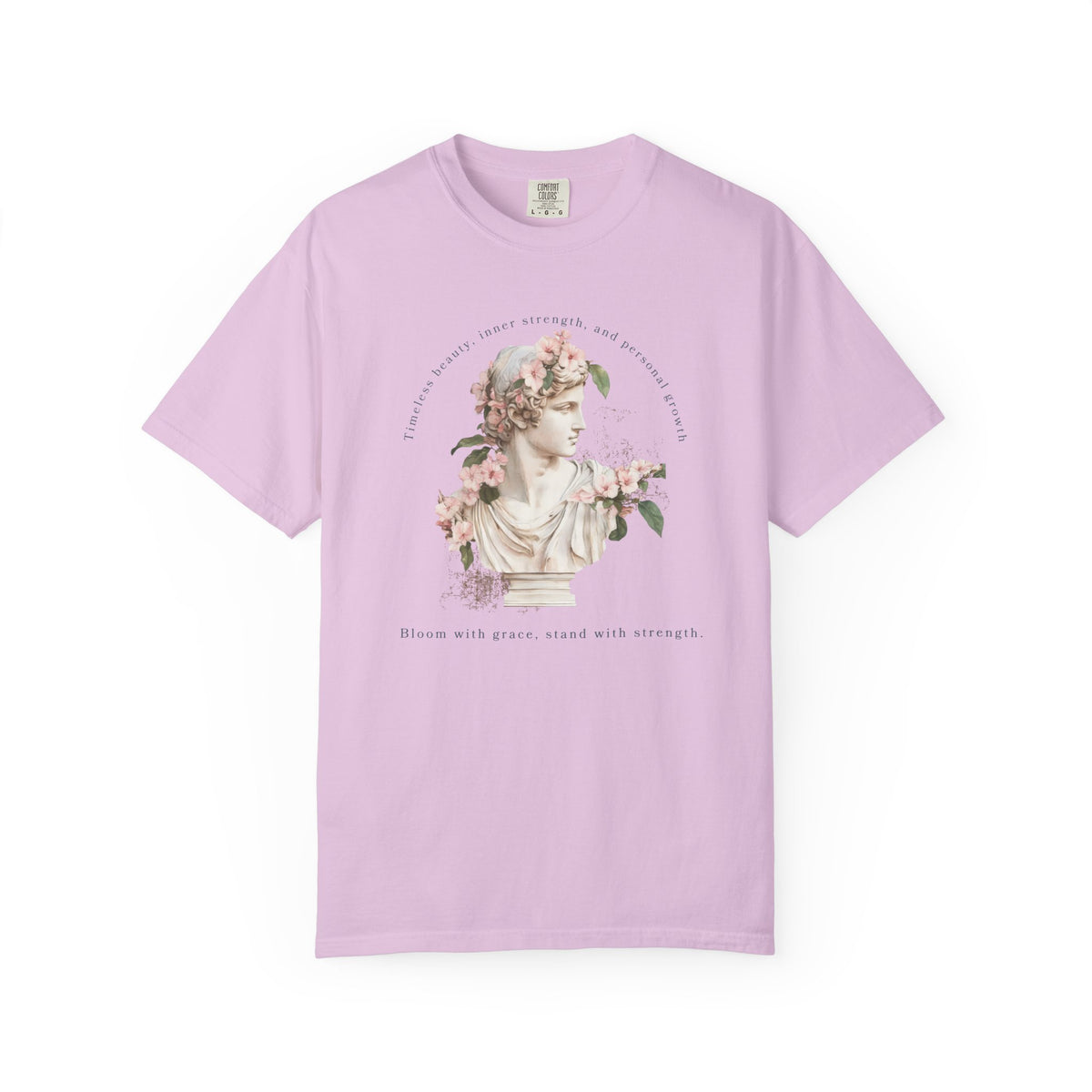 Vintage Floral Statue T-Shirt | Bloom with Grace Inspirational Tee | Feminine Cottagecore Graphic Shirt, Soft Aesthetic Women's T-Shirt