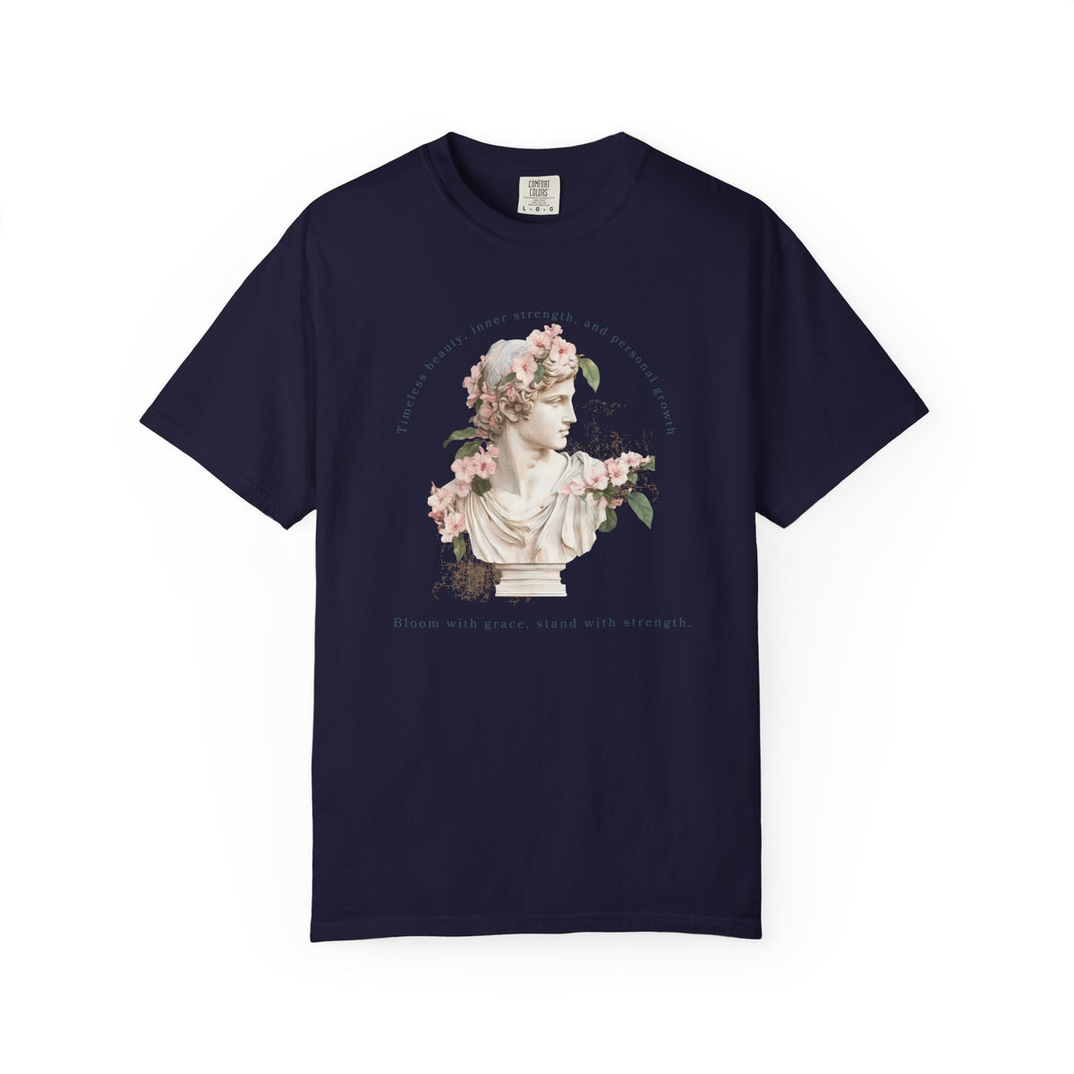 Vintage Floral Statue T-Shirt | Bloom with Grace Inspirational Tee | Feminine Cottagecore Graphic Shirt, Soft Aesthetic Women's T-Shirt