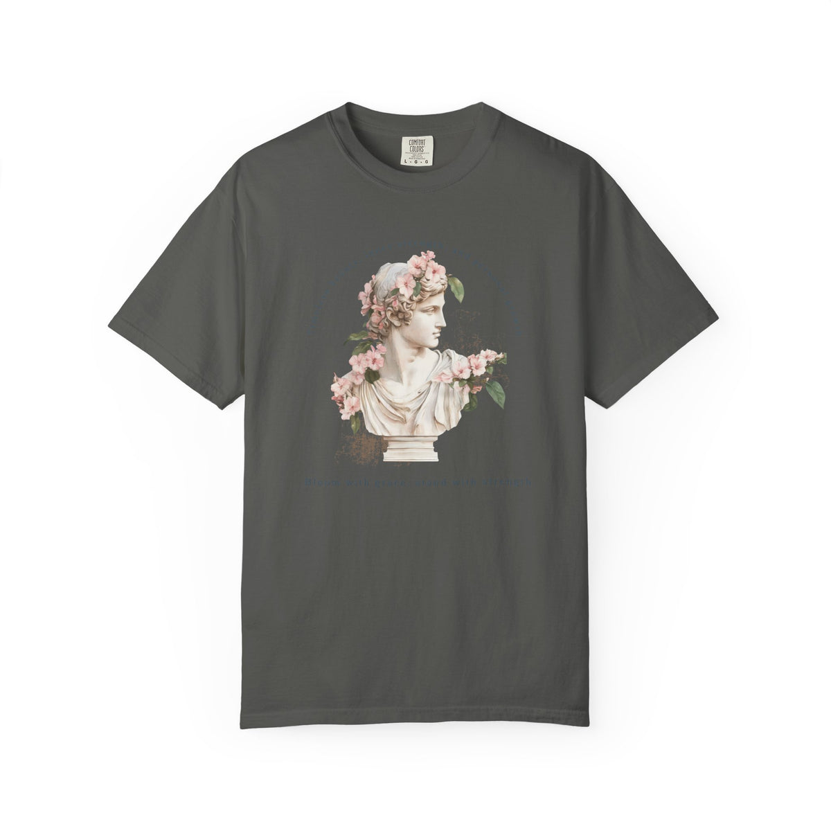 Vintage Floral Statue T-Shirt | Bloom with Grace Inspirational Tee | Feminine Cottagecore Graphic Shirt, Soft Aesthetic Women's T-Shirt