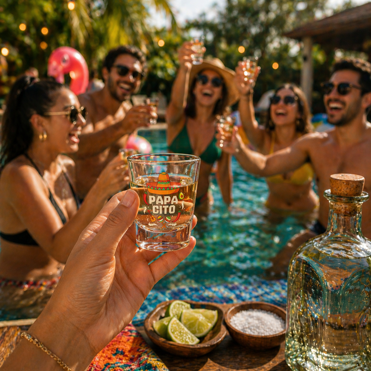 Papa Cito Fiesta Shot Glass, 1.5oz Party Shooter, Cool Shot Glass Gift, Mexican Funny Design,Modern Tequila, 5 de Mayo, Mexican Celebration