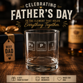 Whisky Glass Engraved for Happy Father's Day , Engraved 10oz Rocks Glass, Periodic Element Monogram (Pa P I), Gift for Dad, Best Daddy, Regalo para Papa