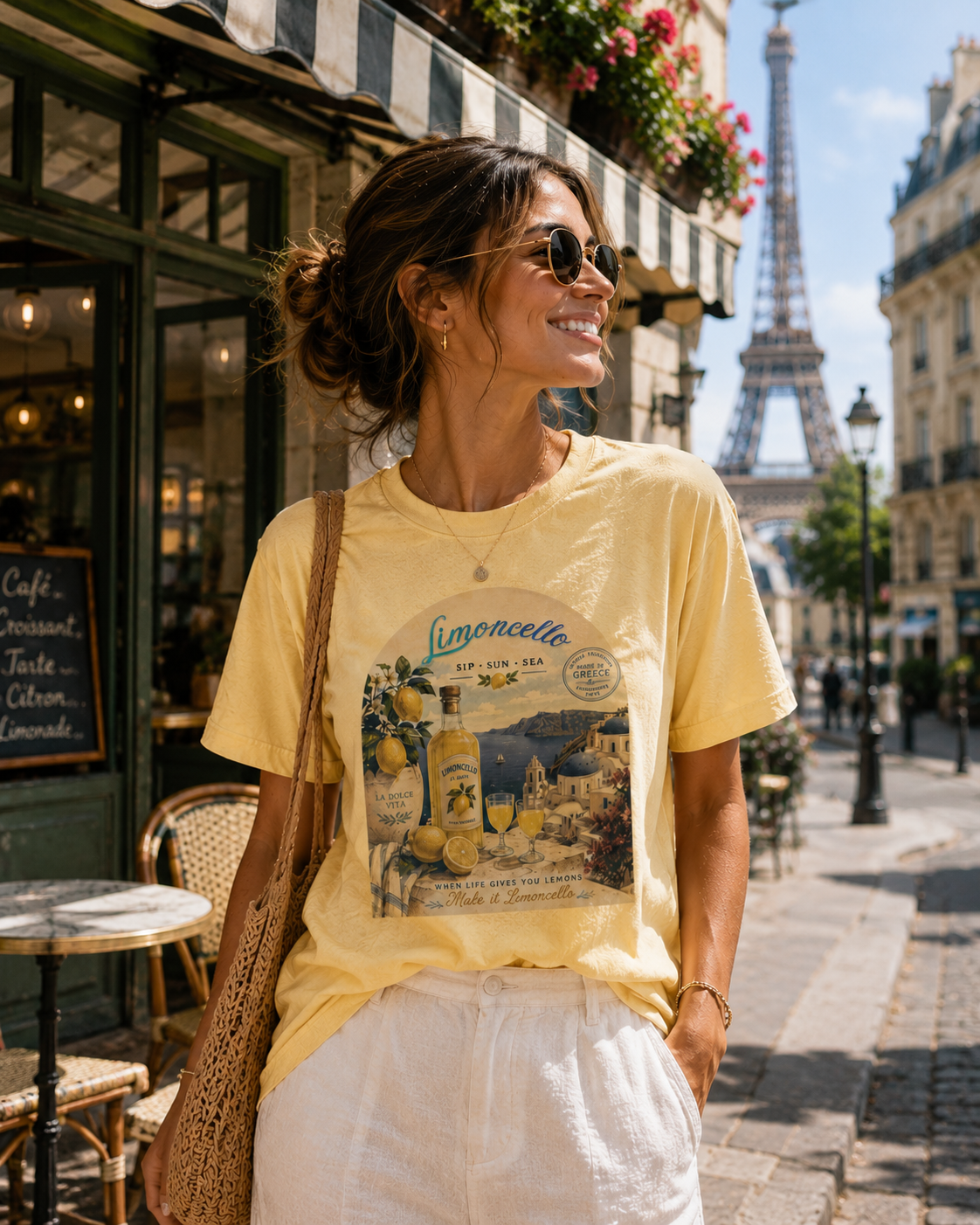 Copy of Santorini Window Tee — Mediterranean Seaside Graphic T-Shirt, greek style, girft for her, vacation island, beach day