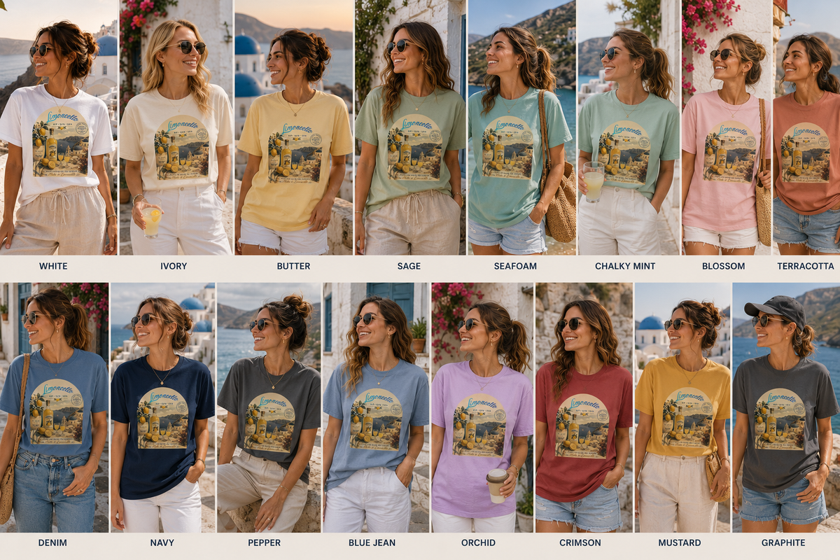 Copy of Santorini Window Tee — Mediterranean Seaside Graphic T-Shirt, greek style, girft for her, vacation island, beach day