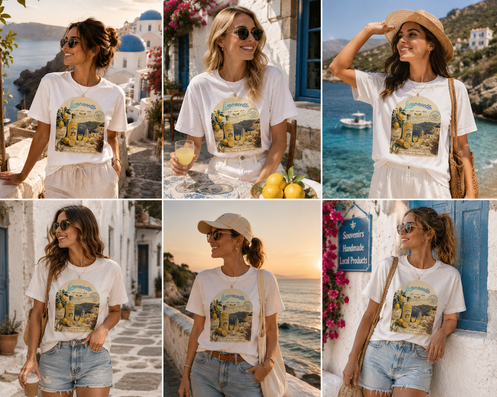 Copy of Santorini Window Tee — Mediterranean Seaside Graphic T-Shirt, greek style, girft for her, vacation island, beach day
