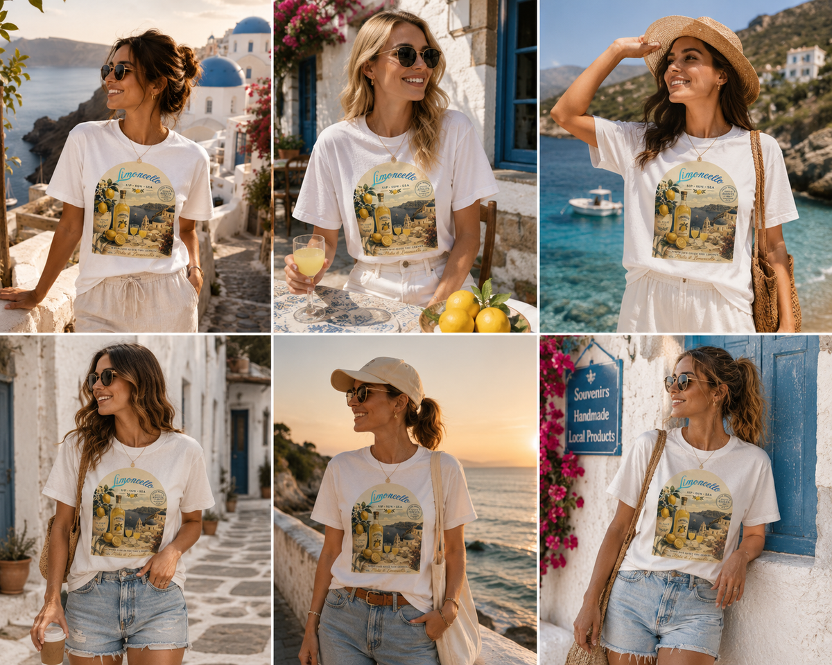 Copy of Santorini Window Tee — Mediterranean Seaside Graphic T-Shirt, greek style, girft for her, vacation island, beach day
