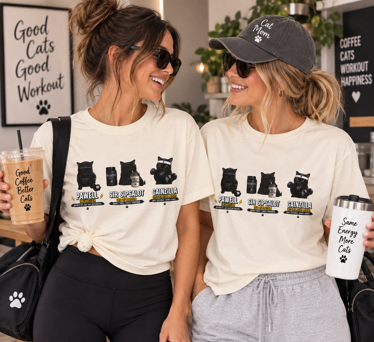 Funny Black Cat Gym Shirt, Cat Lover Workout Tee, Fitness Cat T-Shirt, Protein Gym Cat Shirt, Cute Cat Mom Gift, Unisex Graphic Tee Women's Boxy Tee