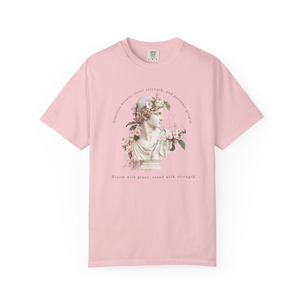 Vintage Floral Statue T-Shirt | Bloom with Grace Inspirational Tee | Feminine Cottagecore Graphic Shirt, Soft Aesthetic Women's T-Shirt