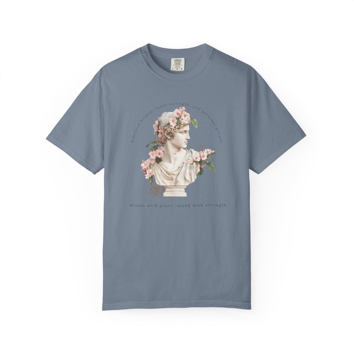 Vintage Floral Statue T-Shirt | Bloom with Grace Inspirational Tee | Feminine Cottagecore Graphic Shirt, Soft Aesthetic Women's T-Shirt