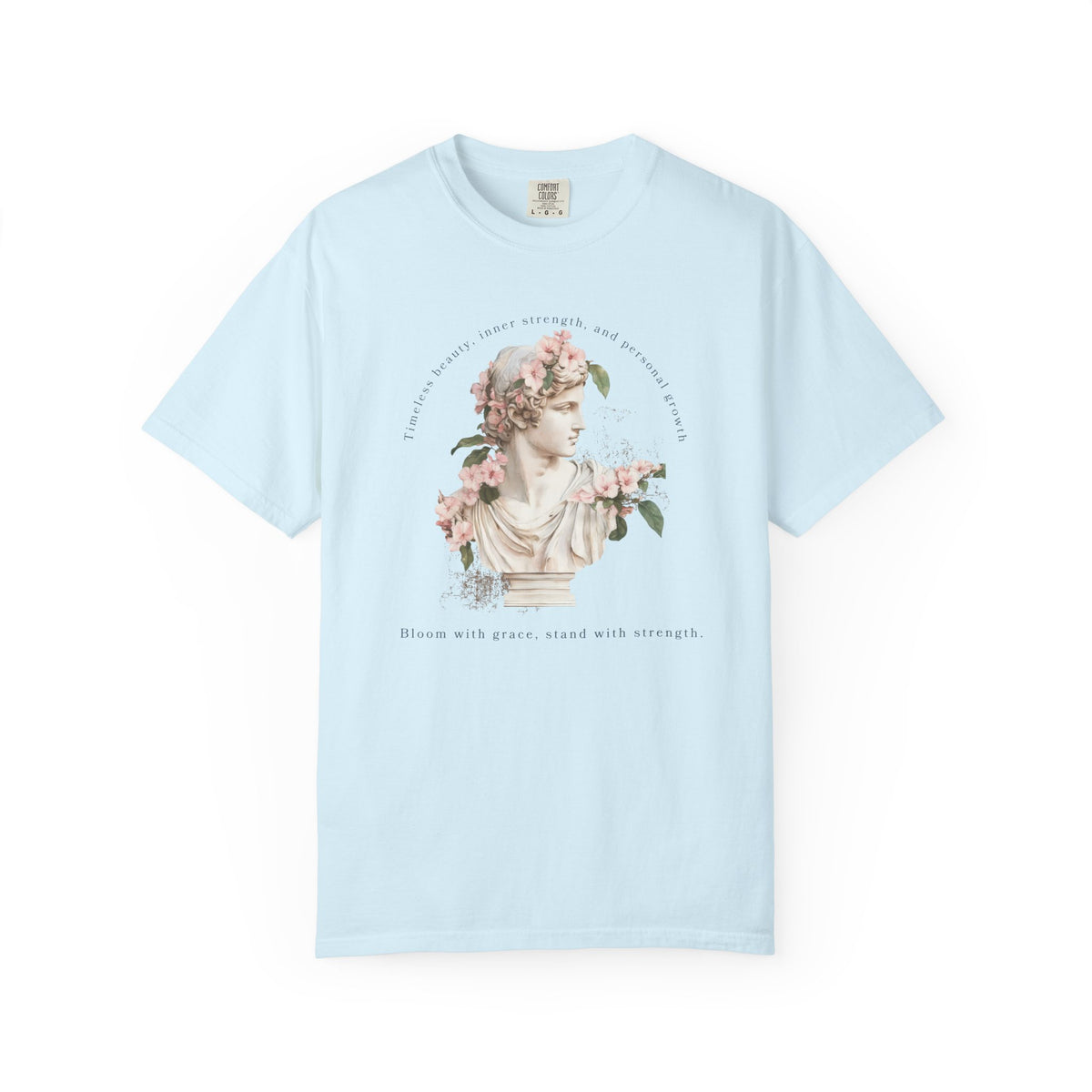 Vintage Floral Statue T-Shirt | Bloom with Grace Inspirational Tee | Feminine Cottagecore Graphic Shirt, Soft Aesthetic Women's T-Shirt