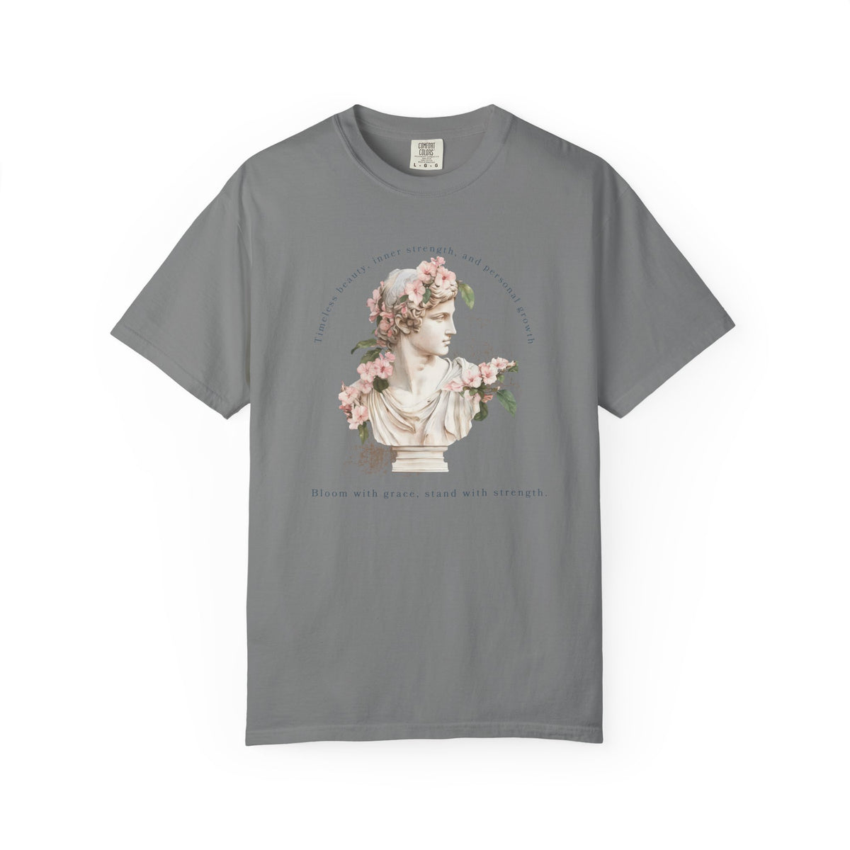 Vintage Floral Statue T-Shirt | Bloom with Grace Inspirational Tee | Feminine Cottagecore Graphic Shirt, Soft Aesthetic Women's T-Shirt