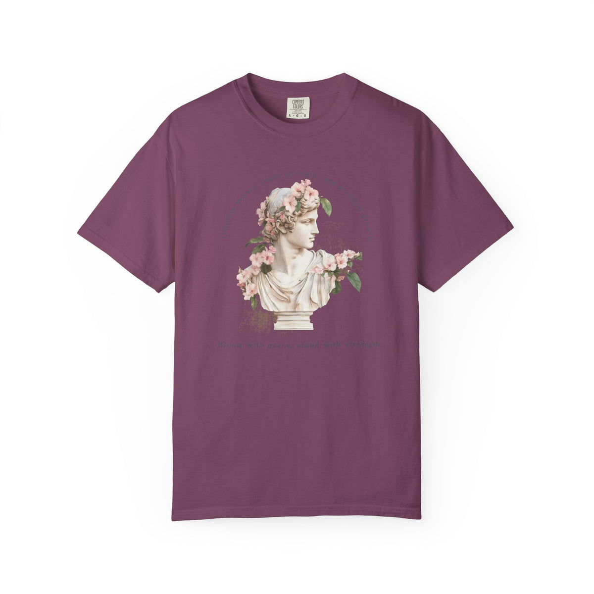Vintage Floral Statue T-Shirt | Bloom with Grace Inspirational Tee | Feminine Cottagecore Graphic Shirt, Soft Aesthetic Women's T-Shirt