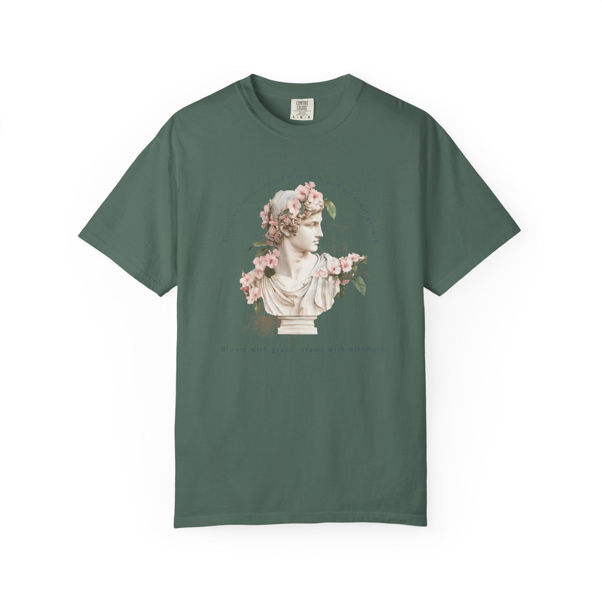 Vintage Floral Statue T-Shirt | Bloom with Grace Inspirational Tee | Feminine Cottagecore Graphic Shirt, Soft Aesthetic Women's T-Shirt