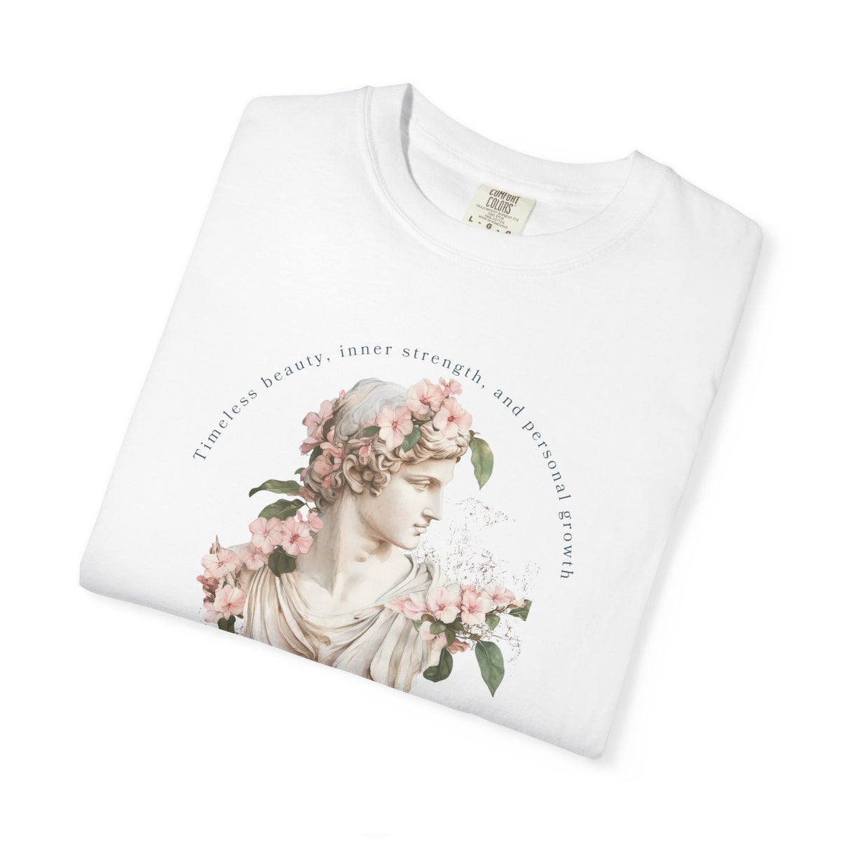 Vintage Floral Statue T-Shirt | Bloom with Grace Inspirational Tee | Feminine Cottagecore Graphic Shirt, Soft Aesthetic Women's T-Shirt