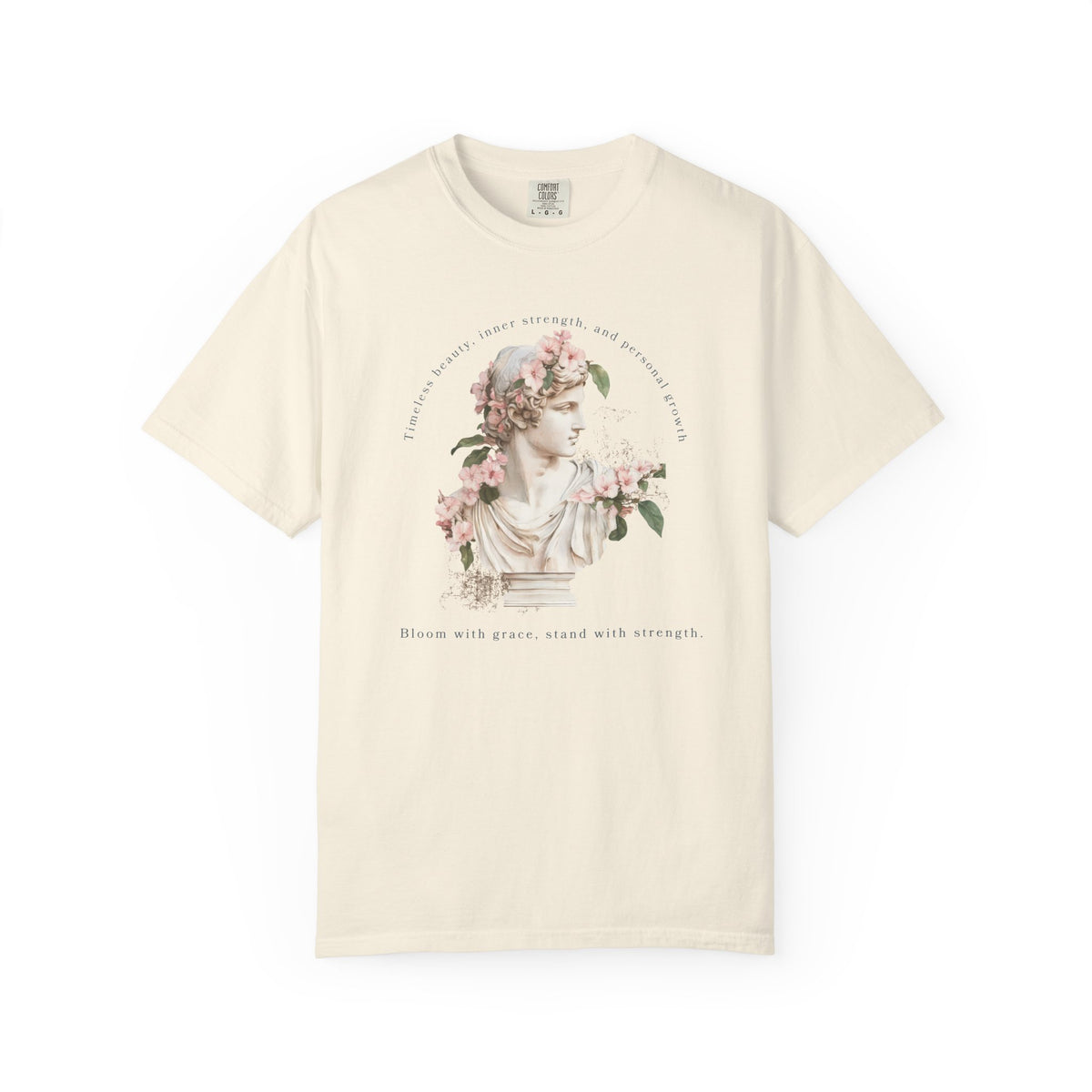 Vintage Floral Statue T-Shirt | Bloom with Grace Inspirational Tee | Feminine Cottagecore Graphic Shirt, Soft Aesthetic Women's T-Shirt